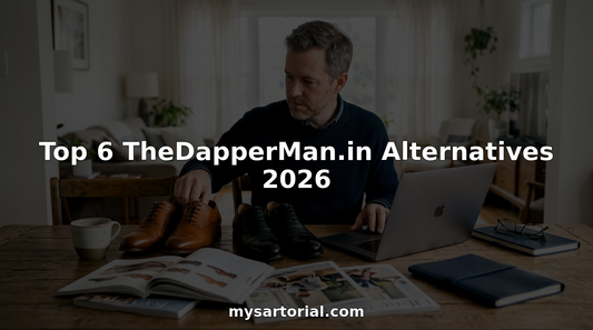 Man comparing luxury shoes at home table